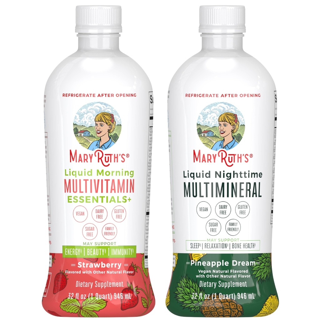 MaryRuth 's Liquid Morning Multivitamin (Strawberry) & Liquid Nighttime Multimineral (Ananapple)