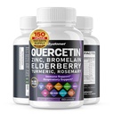 Quercetin Bromelain Zink Vitamin D3 Elderberry Gurkemeje Rosmarin Blåbær Sage Odorless Hvidløg Grøn te Mælk Thistle Oregano -150 Capsules - Made in USA