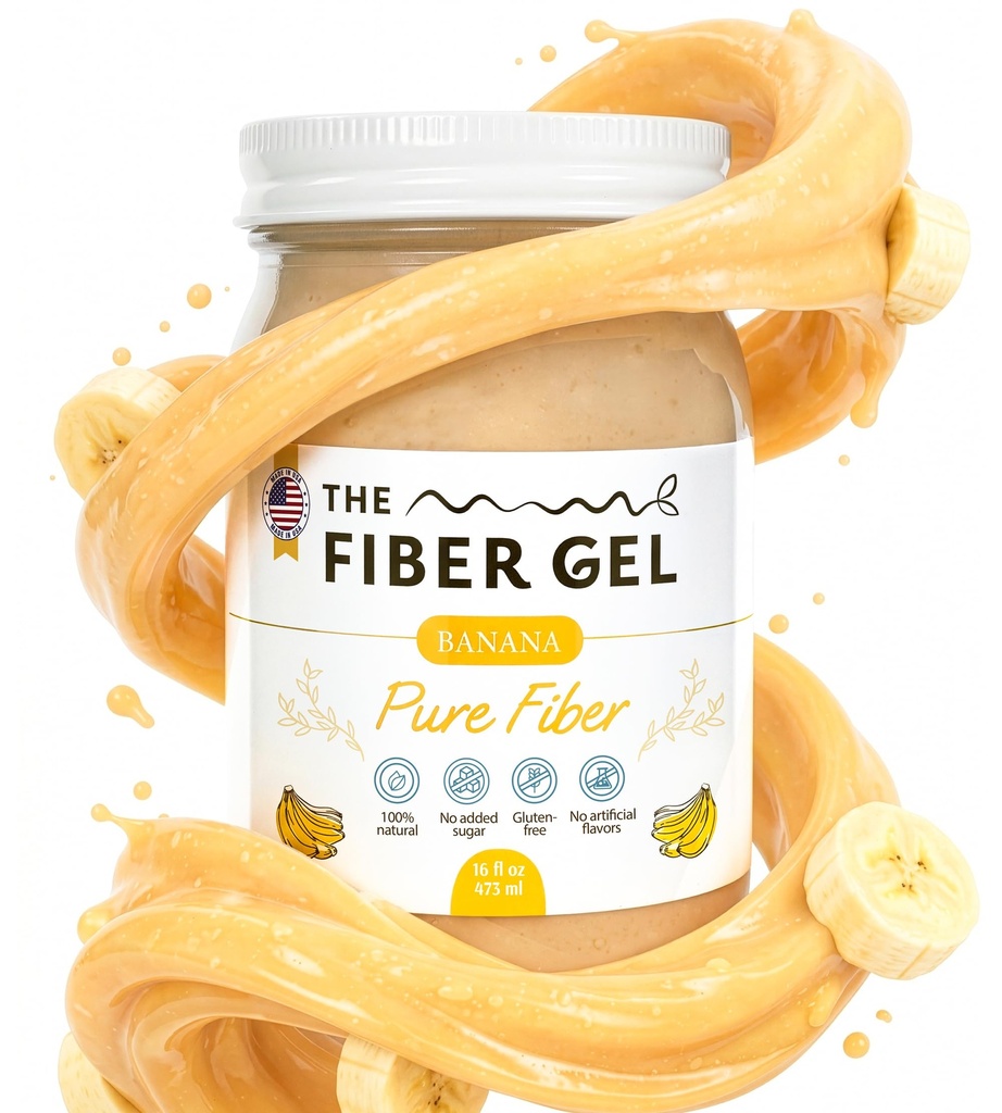 The Fiber Gel High Dietary Fiber Prebiotic Gel Formula — 100% Natural & Clean Label — Plant-Based Psyllium Husk & Inulin Complex — Keto Friendly, Vegan, No Added Sugar — Banana, 16 oz