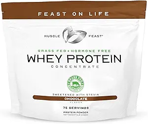 Muskel Feast Grass- Fed Whey Protein Concentrate Powder, All Natural, Hormone Free Pasture Raised Whey Protein Powder for Women & Men, Clean, Non- GMO & Gluten Free Whey Concentrate - Chocolate, 5lb