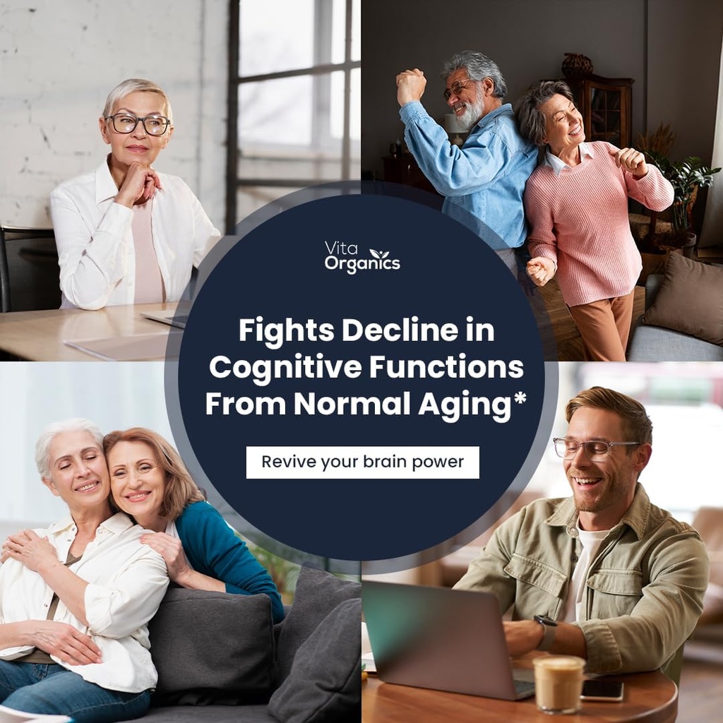 Brain Fuel + DMAE Blend Memory Supplement for Focus, Mood, Mental Energy for Travle Mænd & Kvinder - 60 Kapsler, Lavet i USA