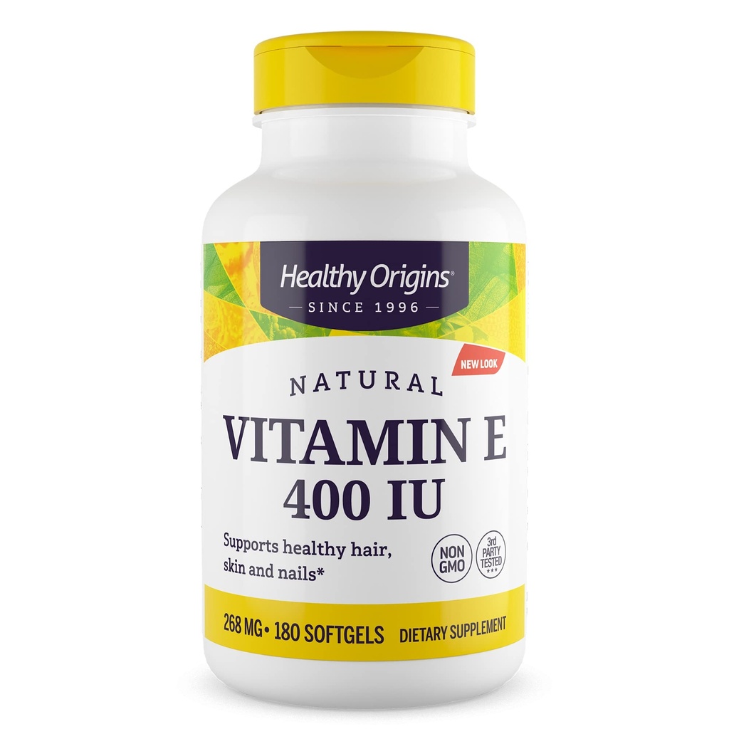 Sunde origin E 400 IE (naturlig, non- GMO, gluten fri, hudstøtte, cardiovaskulær support), 180 Softgels