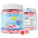 Sugar Free Ashwagandha Mood Support Filled Gummies for Women Men, Calm Gummy with Vitamin D3 B6, Vegan Omega 3, L-Theanine, CoQ10 & Rhodiola Rosea, Natural Relax Calming Supplement, Vegan, 120Cts