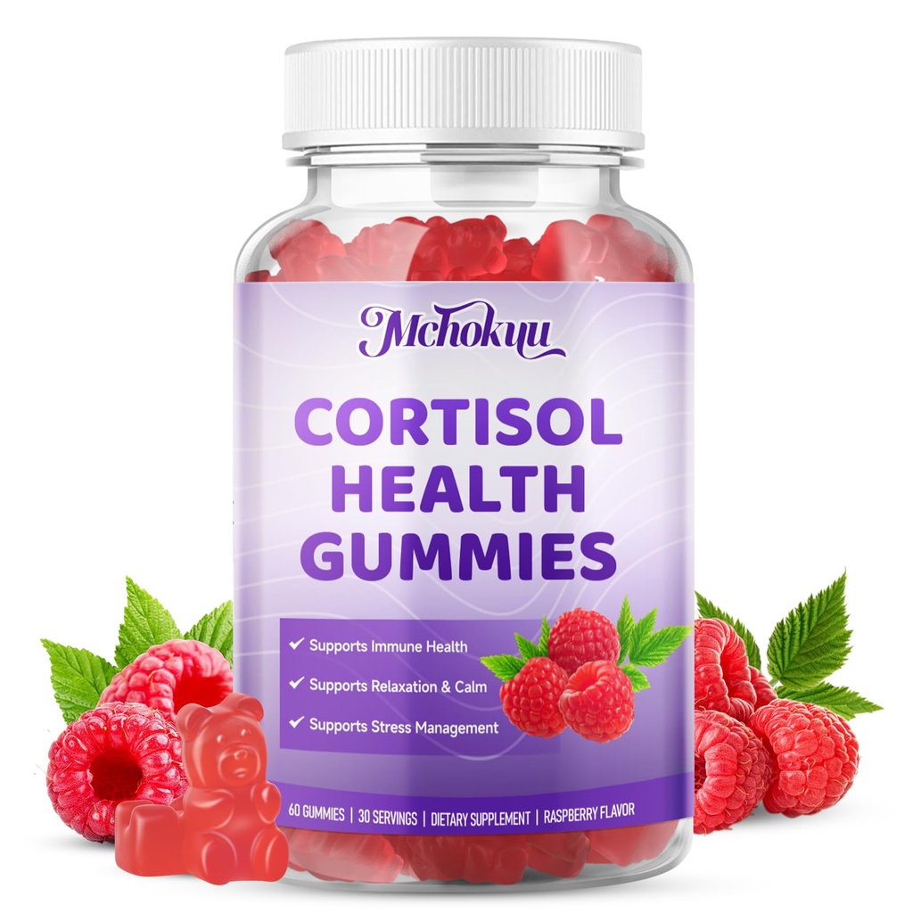Cortisol Supplement Gummies for Women – Sugar Free Cortisol Gummies with Ashwagandha, Magnesium, L-Theanine, Rhodiola Rosea Supports for Daily Wellness - Vegan Raspberry Flavor, 60 Count