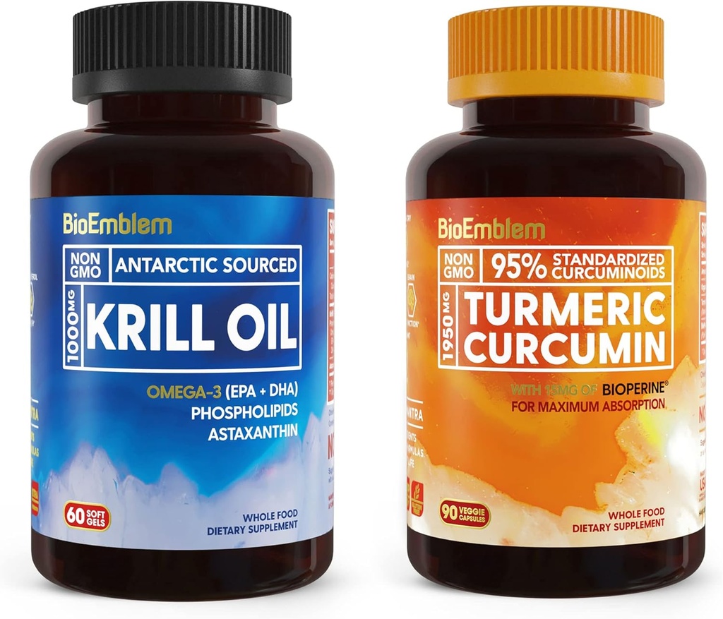 Bioemblemer Antarktis Krill Oil Supplement Gurkemeje Curcumin tillæg med BioPerine