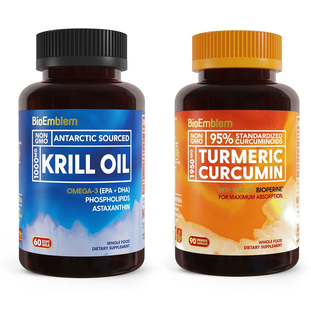 Bioemblemer Antarktis Krill Oil Supplement Gurkemeje Curcumin tillæg med BioPerine