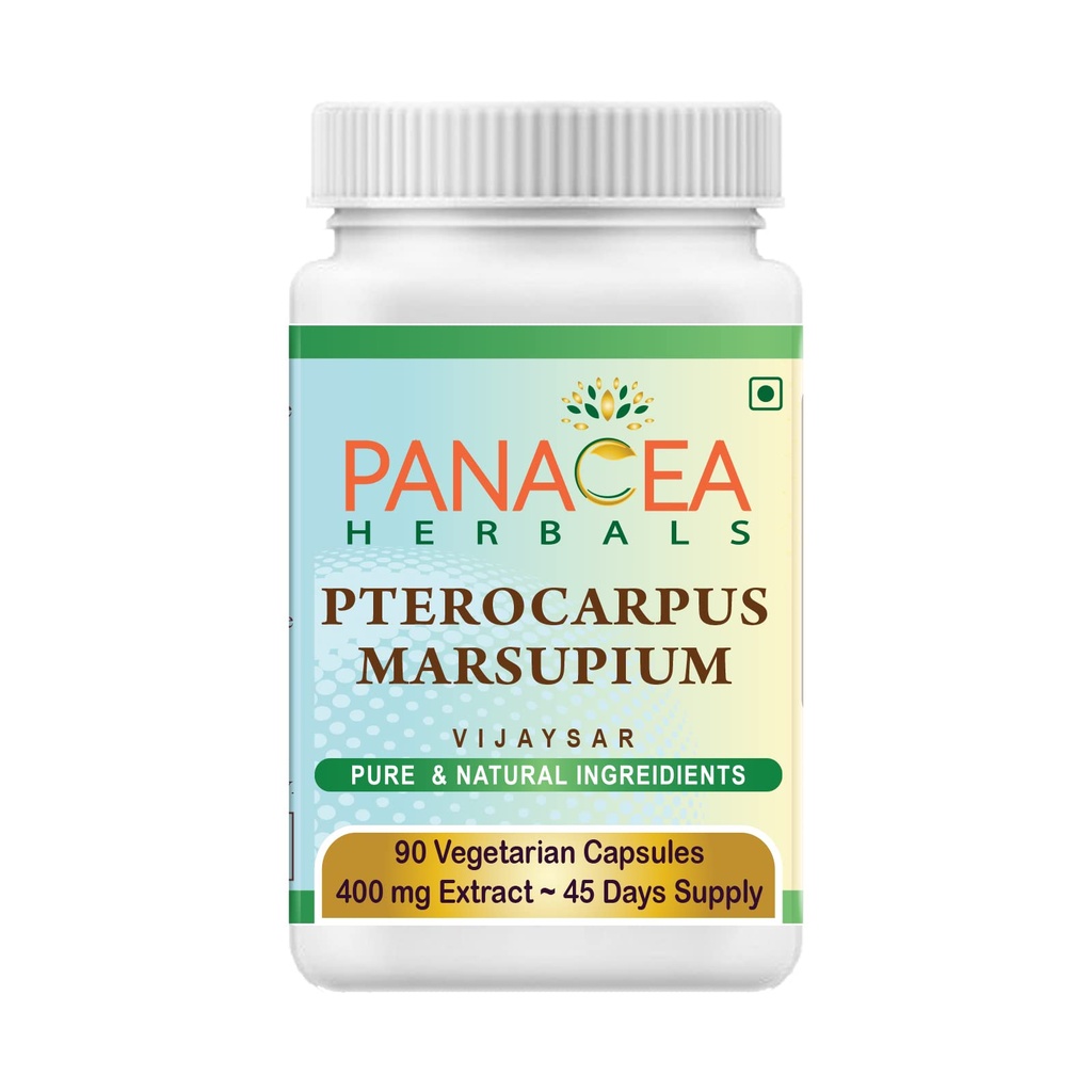 Panchaveda Pterocarpus Marsupium Capsules (90 Veg Caps 400 mg Vijaysar Extract). Indian Kino Tree, Bijasar, Bijak Natural Pure Herb.