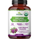 Zazzee USDA Organic Milk Thistle 30:1 Extract, 80% Silymarin, 60 Vegan Capsules, 2 Month Supply, Certified Kosher, High Potency Liver & Antioxidant Support, Silybum Marianum, Non-GMO, Made in the USA