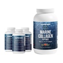 CORREXIKO Marine collagen supplement piller & pulver bundle 3 Måned Supply - Inkluderer 10,000mg dobbelt hydrolyseret collagen pulver 1kg & 1800mg Collagen peptider 360 kapsler - for hår, hud & negle
