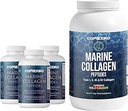 CORREXIKO Marine collagen supplement piller & pulver bundle 3 Måned Supply - Inkluderer 10,000mg dobbelt hydrolyseret collagen pulver 1kg & 1800mg Collagen peptider 360 kapsler - for hår, hud & negle
