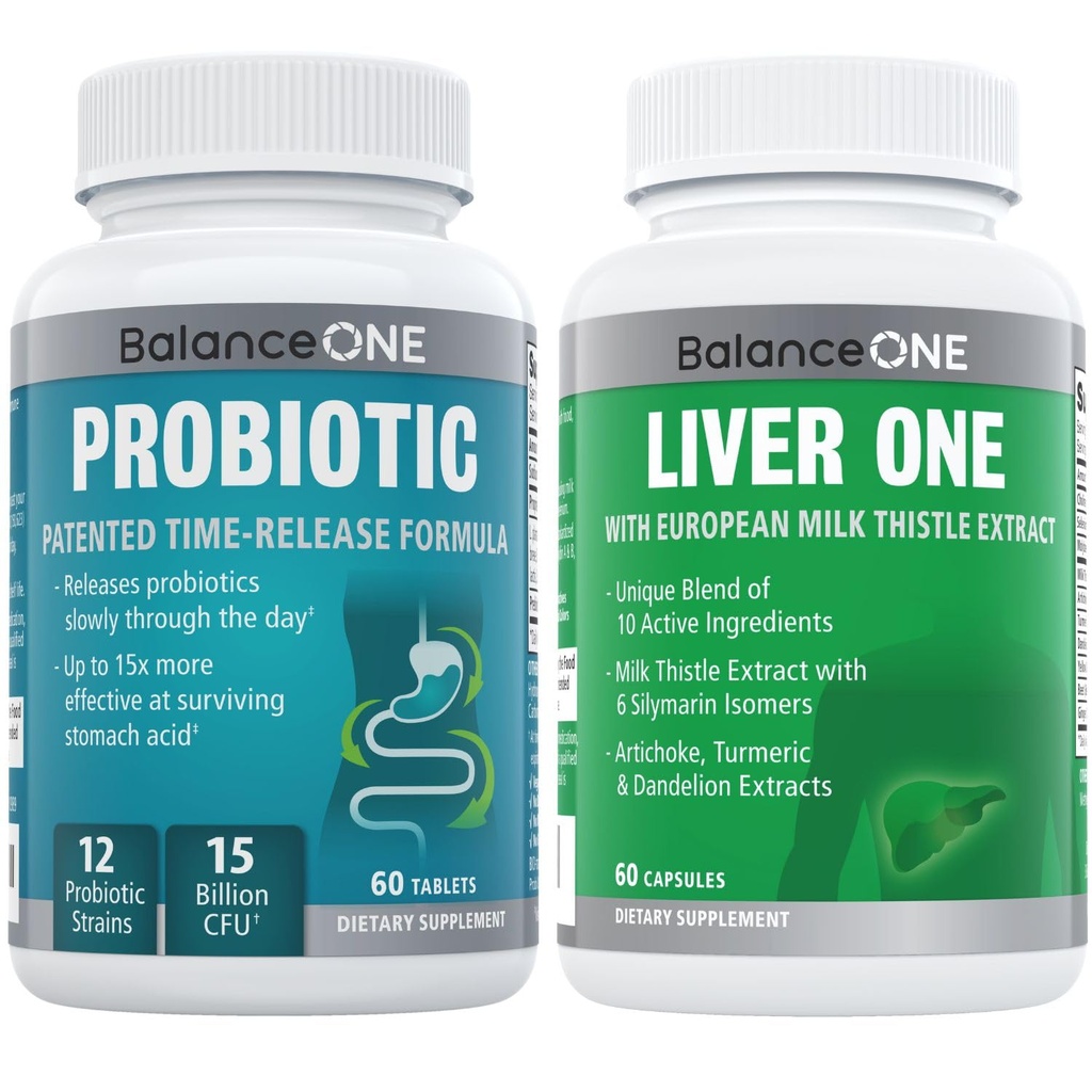 Liver & Gut Health Bundle - 15 Billion Time-Release Probiotic - Natural Liver Support with Milk Thistle