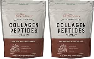 Live Bevidst Collagen Peptider pulver - Chokolade Collagen pulver - hår, hud, negle, og fælles støtte - Type I & III Grass- Fed Collagen Kosttilskud til kvinder og mænd (2 - Pack)