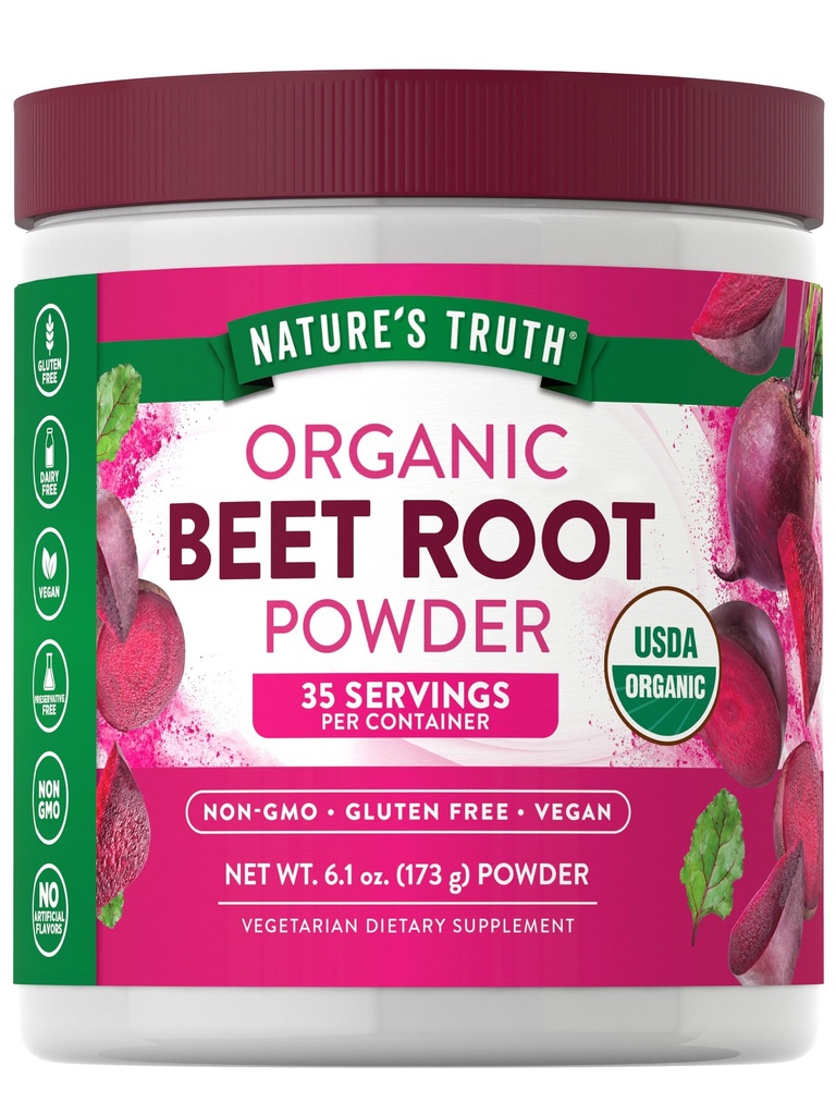 Nature 's Truth Organic Beet Root Powder Dex124; 6.1 oz Dex124; Vegan, Non- GMO & Gluten Free Supplement