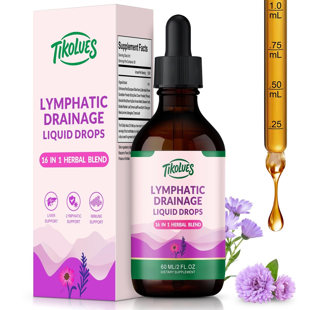 Lymphatic Drainage Drops | Organic Lymphatic Cleanse Immune Support Supplement | Lymphatic Support with Echinacea & Elderberry | Herbal Blend | Non-GMO | 2 Fl Oz