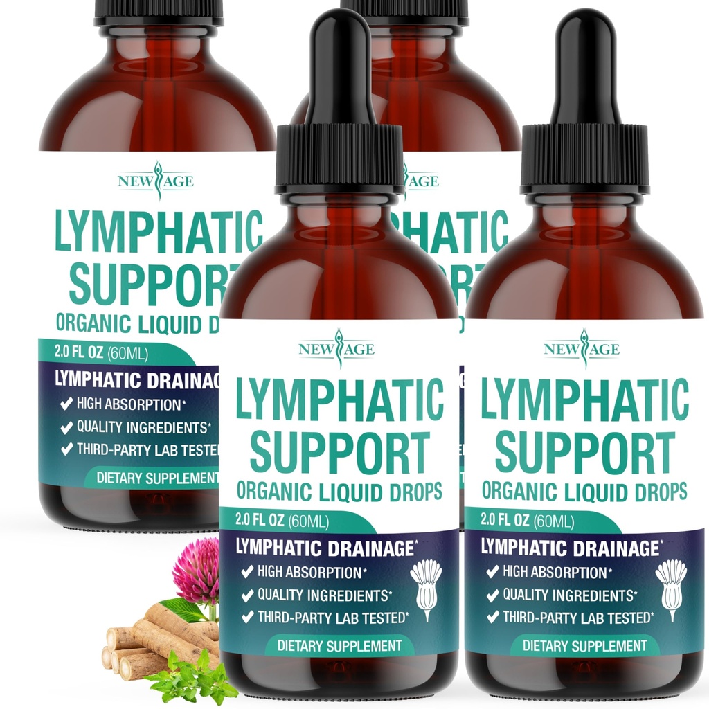 Organic Lymphatic Drainage Drops - All in 1 Organic Lymphatic Drainage Supplement with Burdock Root, Echinacea, Elderberry, Calendula, Cleavers Herb, Dandelion Supports Lymphatic Health - 8 OZ