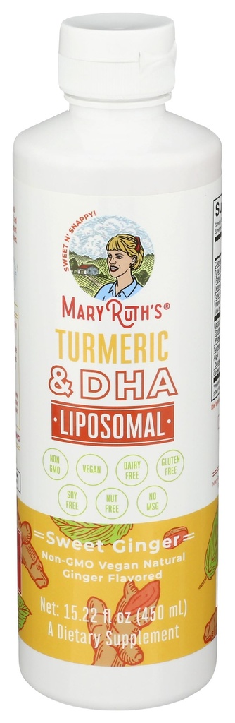 Mary Ruth's Sweet Ginger Turmeric & DHA Liposomal, 15.22 FZ