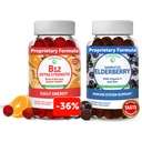 Lunakai Vitamin B12 og Elderberry Gummies Bundle - 3000 mcg Gummy til voksne energistøtte og ben sundhed - immunstøtte supplement med zink og C-vitamin