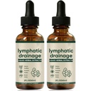 Lymphatic Drainage Drops, Bloat Relief & De-Puff, Lymphatic Support for Detox & Immune System Supplement with Cleavers, Red Clover, Stillingia Root & Prickly Ash Bark, Vegan & Non-GMO, 2 Fl Oz (2)