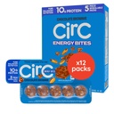 CirC Energy Bites - 12 Pack Chocolate Brownie Gluten Free Protein Balls - 10g Protein, Whole Grains, Nuts & Fruit - Portable Healthy Snacks for Adults & Kids, 5 Piece Resealable Packs