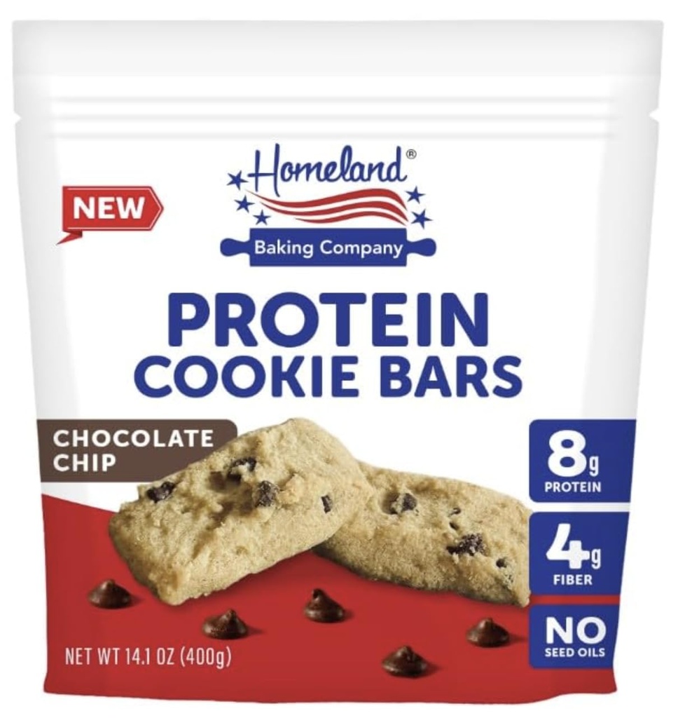 HOMELAND BAKING COMPANY PROTEIN COOKIE BARS | CHOCOLATE CHIP | 14.1 OZ