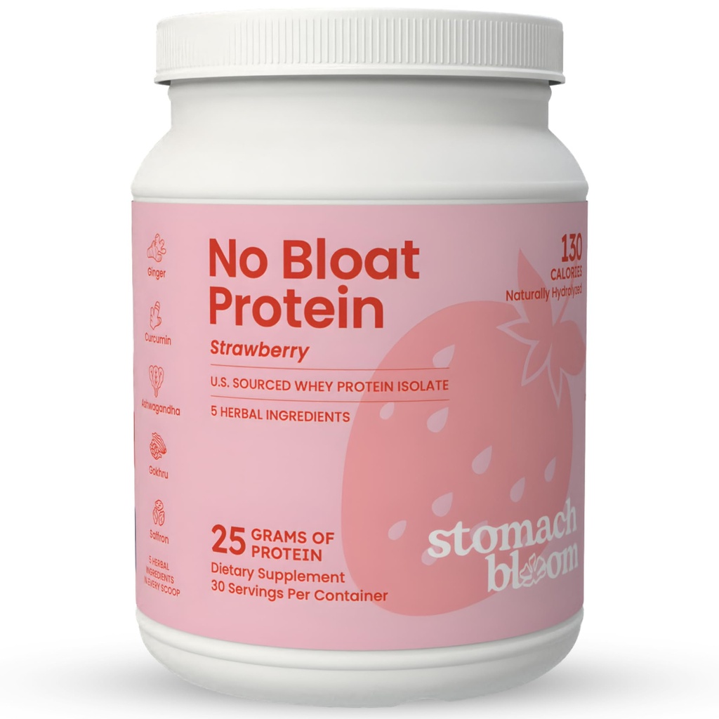 No Bloat Protein Powder for Digestive Health – 24g Grass Fed Whey Isolate with 5 Herbal Extracts – Mango Smoothie