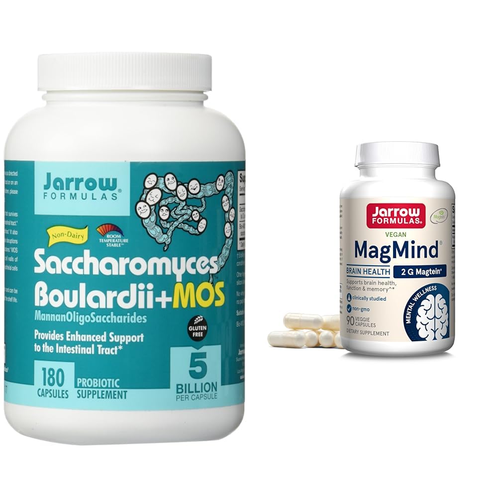 Jarrow Formulas 5 Billion CFU Probiotics + Prebiotics 180 Capsules & MagMind Brain Health Magnesium L-Threonate 90 Capsules Bundle