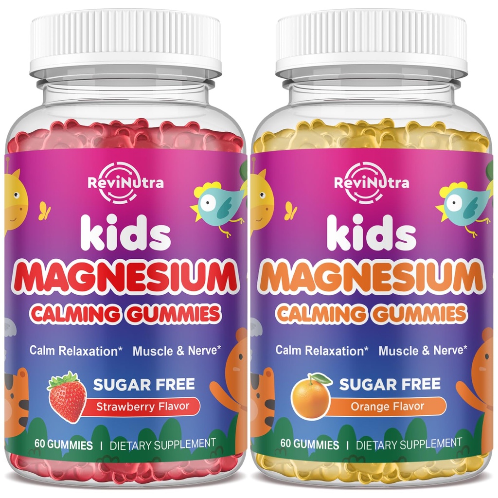 2 Pack Magnesium Glycinate Gummies for Kids & Adults Stawberry & Orange Flavor