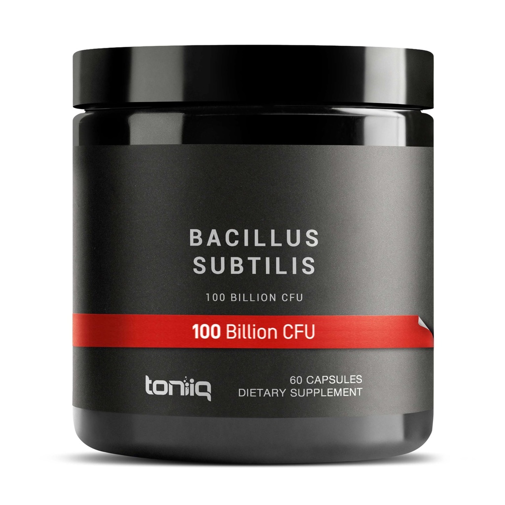 Toniiq Bacillus Subtilis Probiotic – Ultra High Potency 100 Billion CFU Single-Strain Formula with Prebiotic FOS – Spore Probiotic Supplement – Third-Party Tested – 60 Capsules