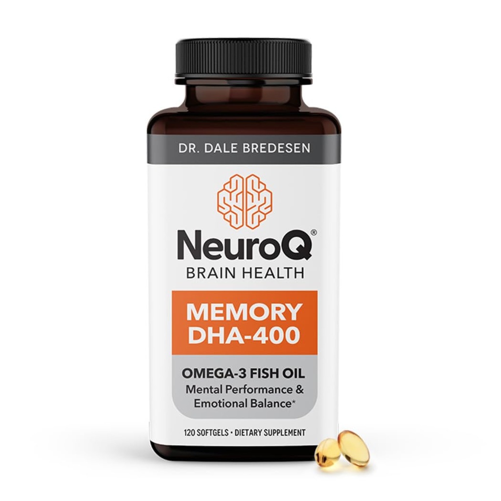 LifeSeasons NeuroQ Memory DHA- 400 - Omega-3 Fish Oil Supplement - Mental Performance & Balance - Understøtter Neuro Brain Health - Beskytter mod hukommelsestab & forbedrer fokus - 120 Softgels