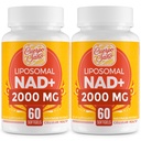 2000 MG NAD Supplement, Liposomal NAD + med høj absorption, mere effektiv end Nicotinamid Riboside, Pure & Plus Boosting Supplement, Aging Defense, Metabolisme & Cellular, 120 bløddele