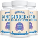 All- In- One Detox Binder Supplement 1500 MG - Høj biotilgængelighed, Lever Gut Detox Rengøring med aktiveret kul, Zeolite & Bentonit Clay for toksiner, lever, fordøjelsesbesvær, 270 Veganske kapsler