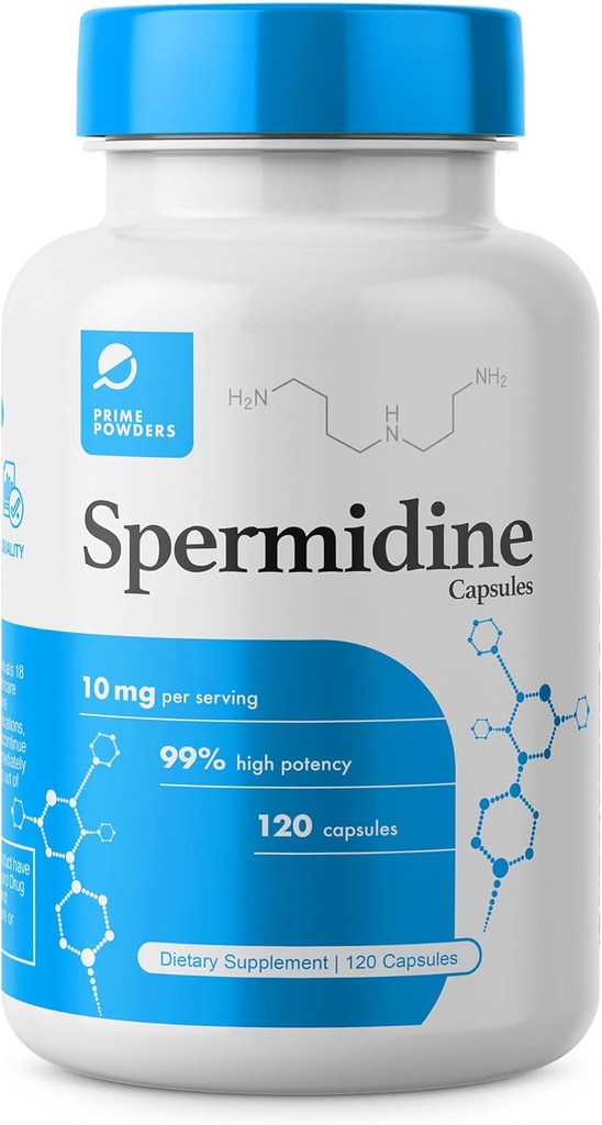 Spermidine Capsules Gluten Free 99% Koncentration 100x Mere Potent end Hvede Germ Uddrag til Anti- Aging DNA Telomere Support