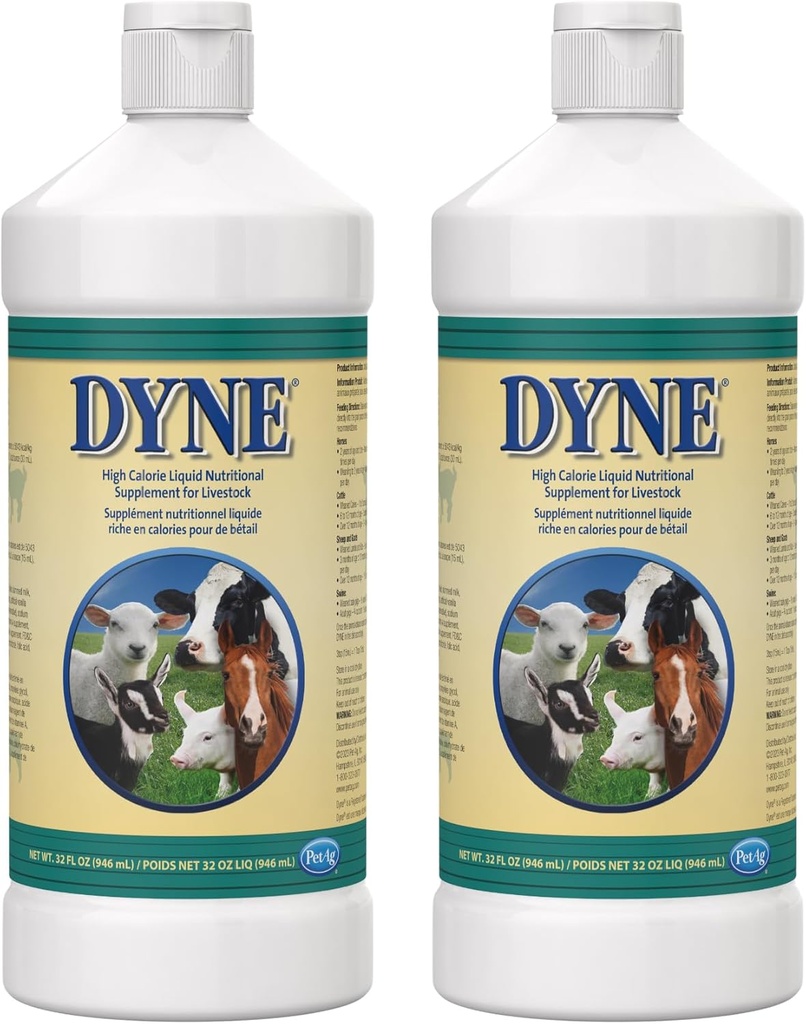 PetAg Dyne High Calorie Liquid Nutritional Supplement for husdyr - 32 oz - Inkluderer tilføjede vitaminer - Fremragende til undervægtige, stressede eller regenererende dyr