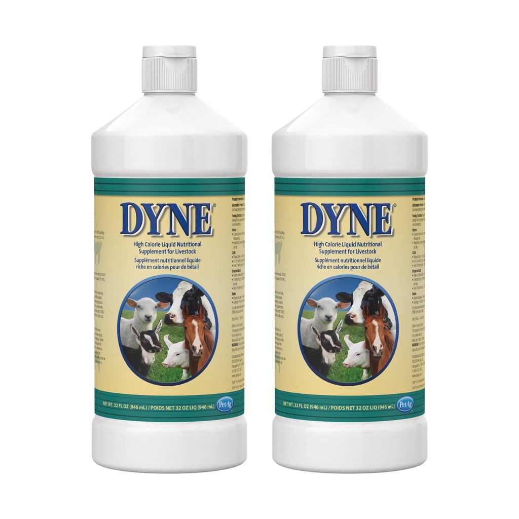PetAg Dyne High Calorie Liquid Nutritional Supplement for husdyr - 32 oz - Inkluderer tilføjede vitaminer - Fremragende til undervægtige, stressede eller regenererende dyr