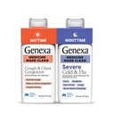 Genexa Daytime Hoste & Congestion + Nighttime Svær Cold & Flu Combo Pack, Dye Free, 0% Kunstige tilsætningsstoffer, Flydende Multisymptom Host, Cold, & Flu, Organic Blueberry Flavor, 12 fl oz (2 Pack)