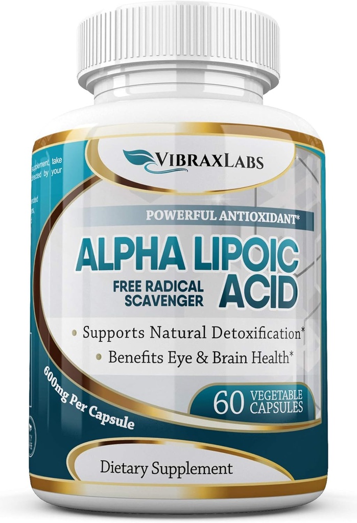Alpha Lipoic Acid 600 mg kapsler - Ekstra styrke ALA supplement - Bedste Pure Vegetariske kapsler til nerve smerte, hud, ansigt, øje og hjerne boost - Hjælper Sustain Natural Afgiftning, Non- GMO