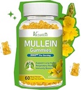 Mullein Gummies, Mullein Leaf Extract med Bromelain, Quercetin, Pine Bark Support Lung Cleanse for sund vejrtrækning, 60ct