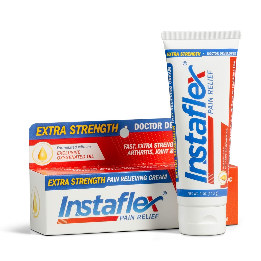 Sunde retninger Instaflex Extra Strength Pain Relief Cream, med 2X Paining-Fighting Ingredients, Rubs Out your Toughest Muscle and Joint Pain (4 oz)