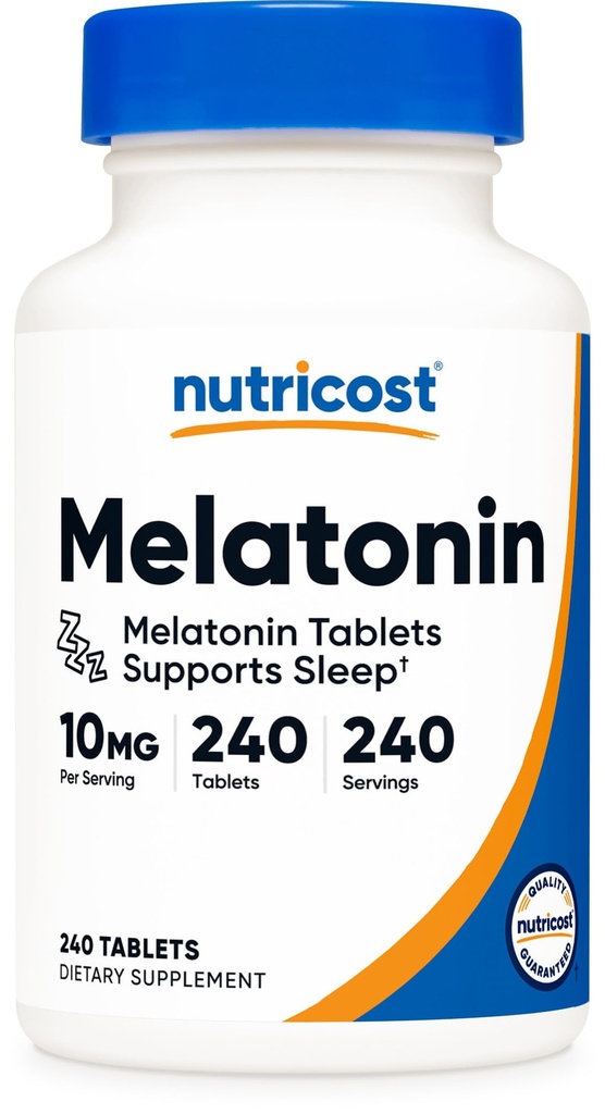 Nutricost Melatonin 10mg, 240 tabletter - 10mg per servering, non- GMO, gluten fri