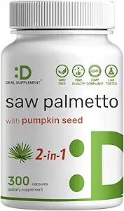 Saw Palmetto Supplement med græskar frø, 300 Kapsler Budding- 124; Promoes Prostata- sundhed