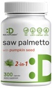 Saw Palmetto Supplement med græskar frø, 300 Kapsler Budding- 124; Promoes Prostata- sundhed