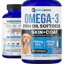 Omega 3 Fish Oil for Dogs Capsules - Salmon Oil for Dogs - Hundeolie supplement kan hjælpe med at afgive, Allergi, Kløe - Support Dry Skin, Joints - Hundehud og Coat Supplement - 180 Fish Oil Pills