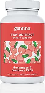 Gemma Stay On Tract Cranberry Supplement - Urinary Tract Support for Women - 36 mg Cranberry PAC 'er og 1 000 mg D- Mannose 60 Greve (pakke med 1)