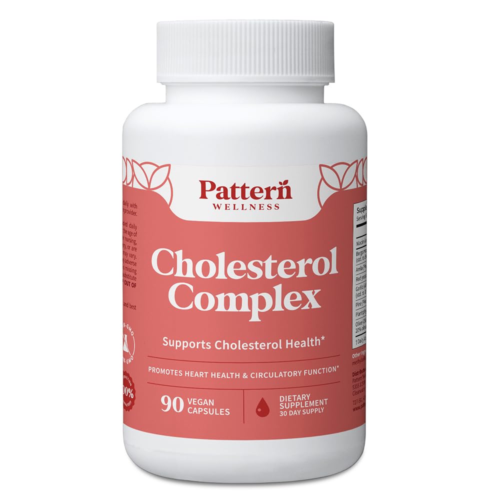 Mønster Wellness Cholesterol Complex Supplement - All- Natural Balancing Formel - Boost Samlet Wellness - 3. part Lab Testet - 90 Vegan kapsler