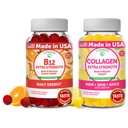 Lunakai Vitamin B12 og Collagen Gummies Bundle - 3000 mcg methylcobalamin Høj Absorption Energy Gummies - Non-GMO Anti Aging Kosttilskud til mænd og kvinder - 30 dages forsyning
