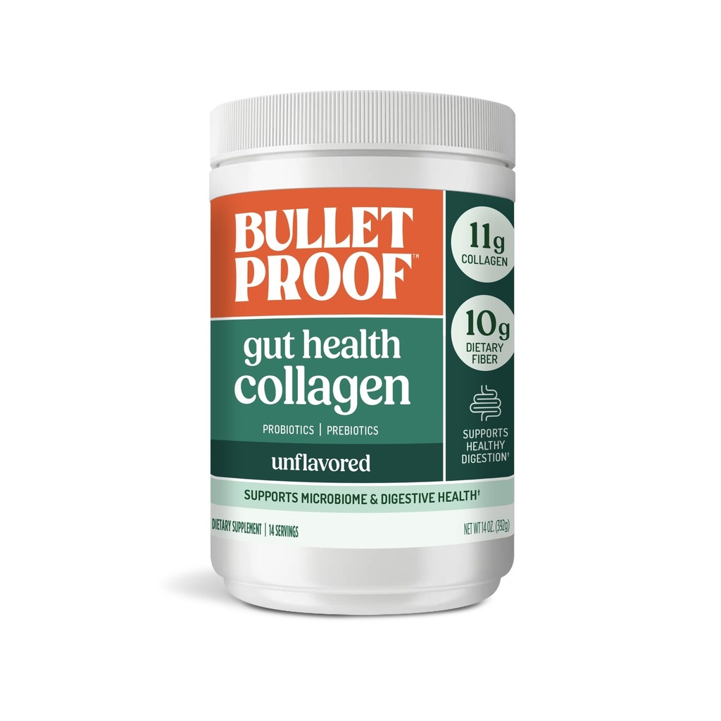 Skudsikker Gut Health Collagen Protein, 14 Ounces, 10g Grass- Fed Collagen Peptider til Gut, Hud, Ben og fælles støtte