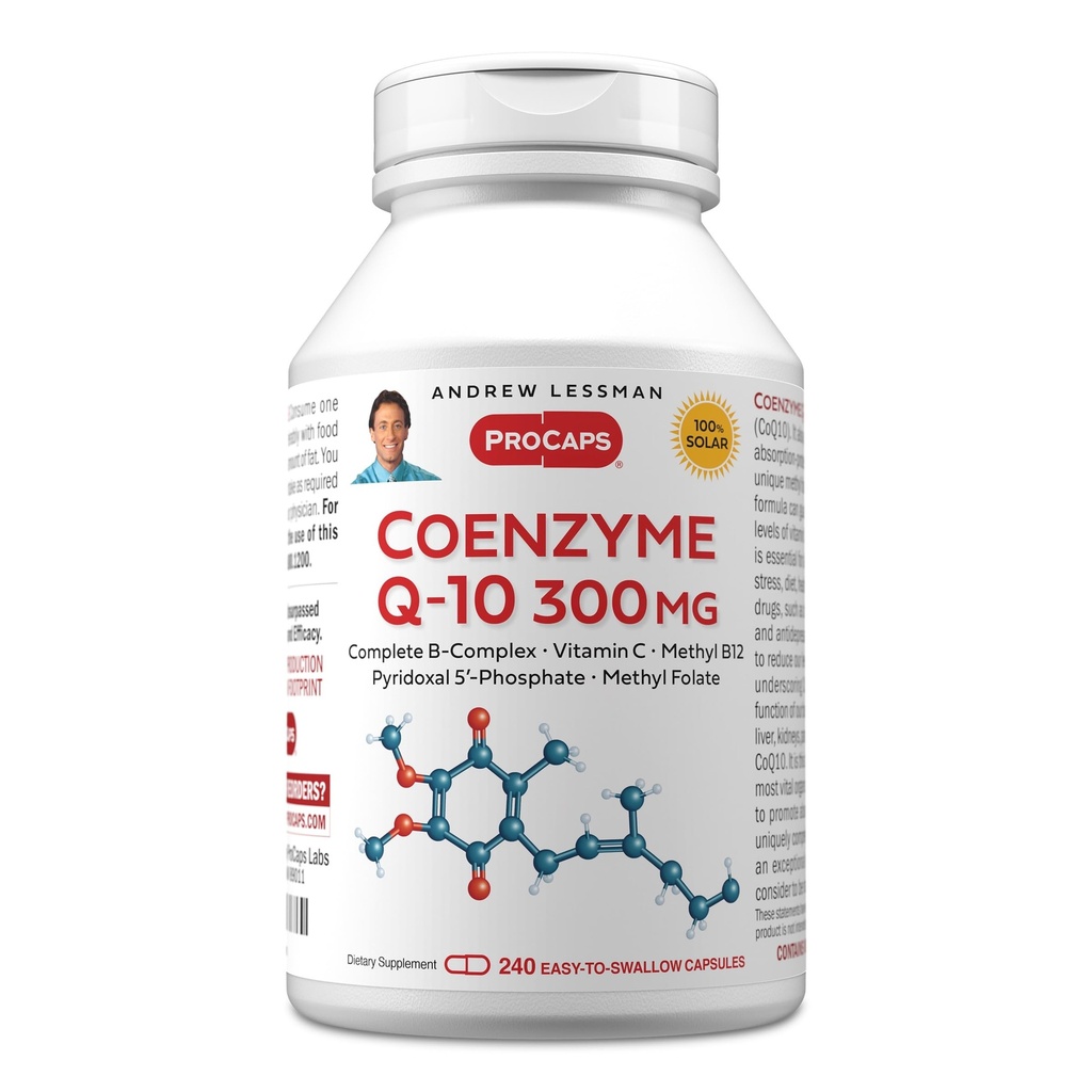ANDREW LESSMAN Coenzyme Q-10 300 mg 240 Capsules - Essential for Energy Production and Optimum Key Organ Function, Anti-Oxidant Support, Depleted by Aging, Plus B-Complex. Easy to Swallow Capsules