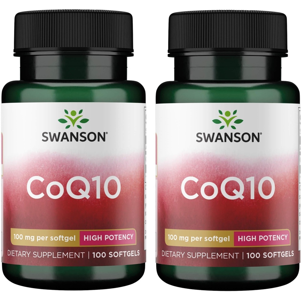 Swanson CoQ10 - Coenzyme Q10 Supplement - (100 Softgels, 100mg Each) (2 Pack)