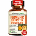 Quercetin med bromelain Gurkemeje supplement - Allergi Relief, Fælles & immunstøtte - Økologisk gurkemeje tillæg med sort peber (Bioperine) - 180 Quercetin 500 mg kapsler