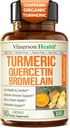 Quercetin med bromelain Gurkemeje supplement - Allergi Relief, Fælles & immunstøtte - Økologisk gurkemeje tillæg med sort peber (Bioperine) - 180 Quercetin 500 mg kapsler